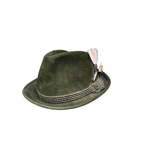 A. Breiter Monchen Fedora Green Feather German Hat Velour Octoberfest Hausmarke - Picture 1 of 6